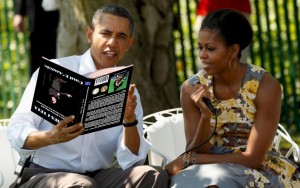 obama with book